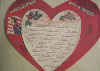 paper heart with message to soldier